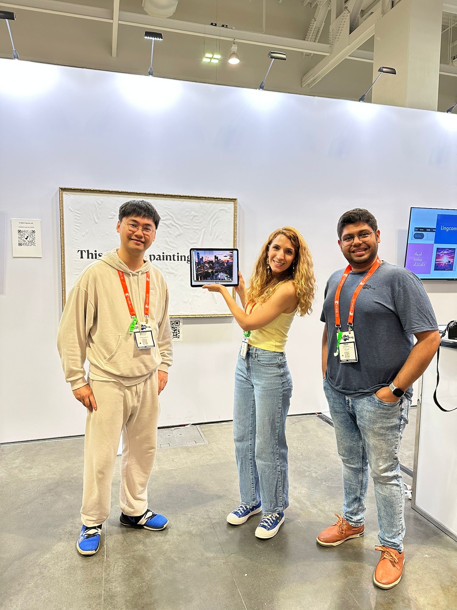 Members of the Gradient Spaces group in front of their AR art exhibit Gradient Canvas